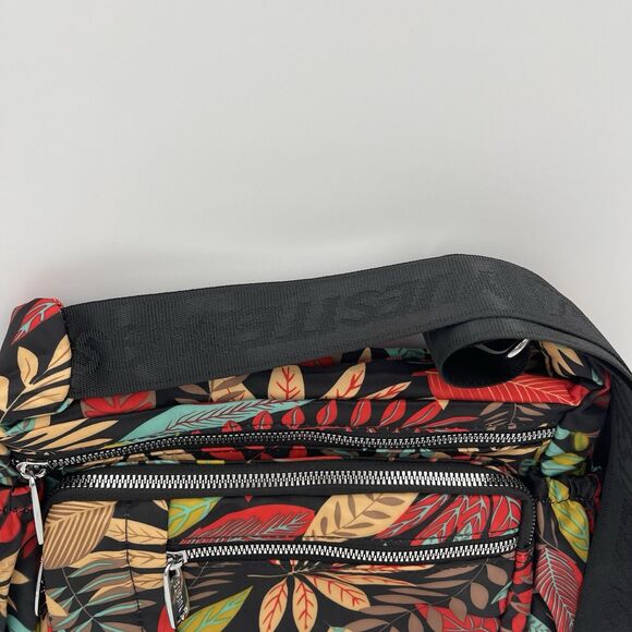 YUESITEBAGS TROPICAL FLORAL NYLON WATER RESISTANT LG CAPACITY CROSSBODY BAG - Picture 4 of 12